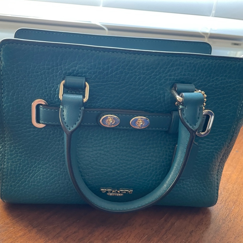 Coach Teal Mini Bag with Gold Accents - Picture 2 of 10